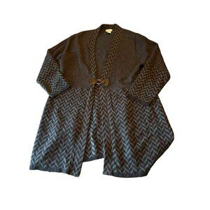 Soft Surroundings Women's Chevron Pattern Cardigan w/ Buckle Closure - Size XL